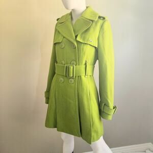 Y2K Miss Sixty Wool Blend Peacoat Double-Breasted Military Pleated Twee Size S